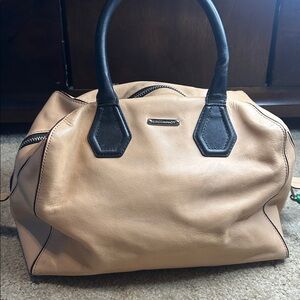 Rebecca Minkoff Jayden satchel nude color with green pull $395 MSRP